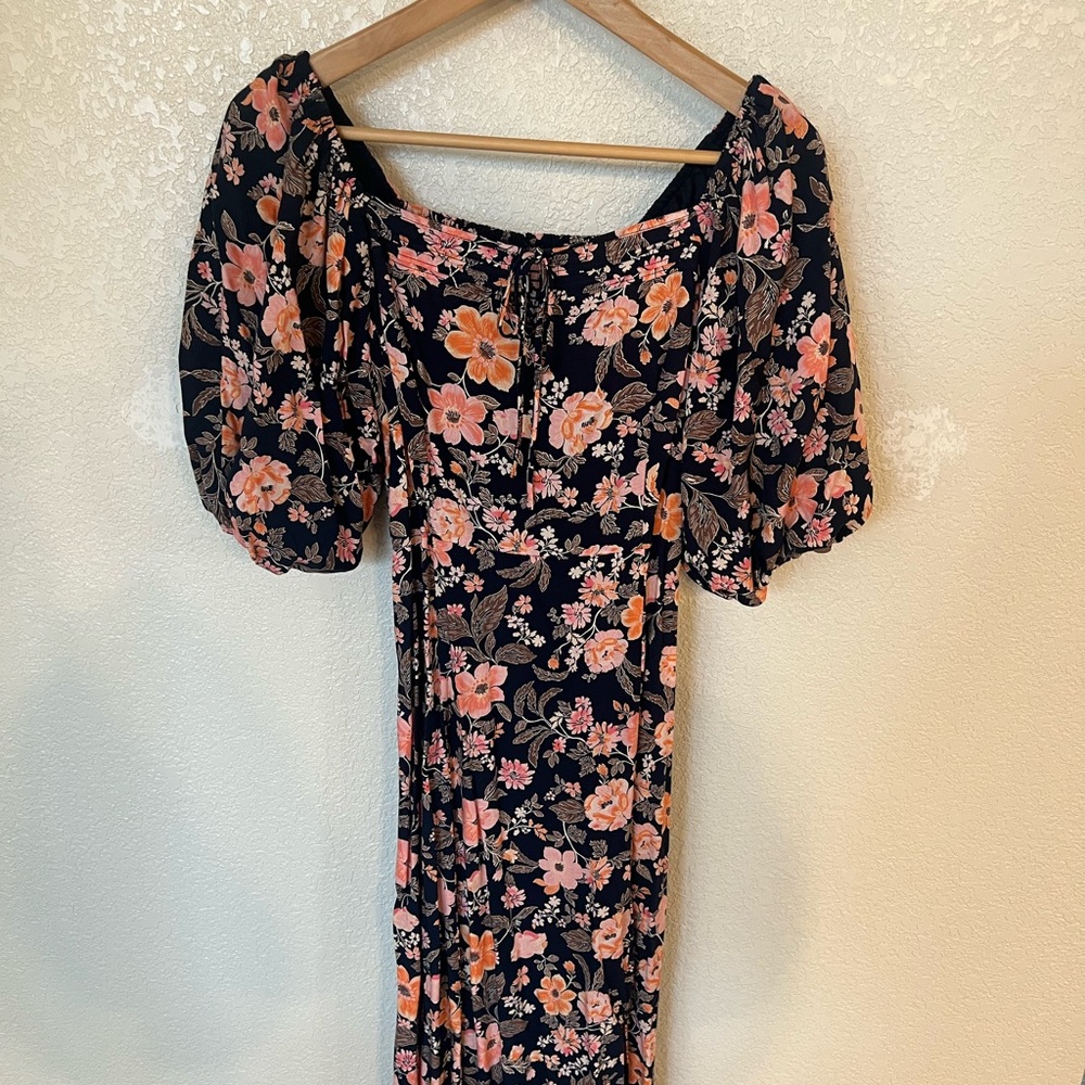 Old Navy Floral Long Sleeve Dress - Navy and Coral